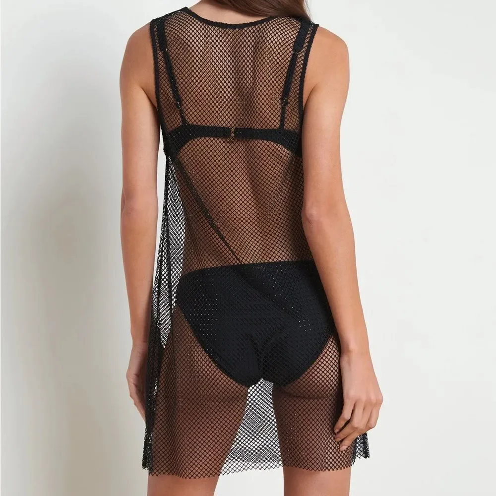 L'AGENCE Angela Mesh Cover-Up Dress in black